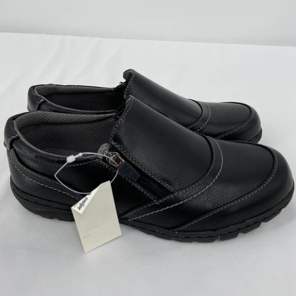 DR Scholl’s Hyacinth Black Faux Leather Zip Side Slip-On Comfort Shoe, Women's 6 - Picture 1 of 8